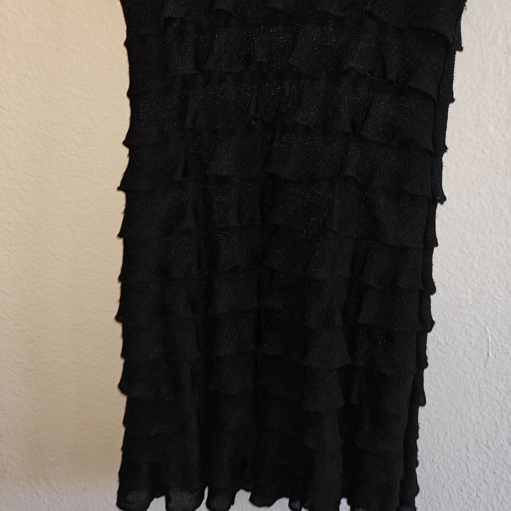 Studio M Black Ruffled Tiered Mini Dress Size M - Picture 3 of 9
